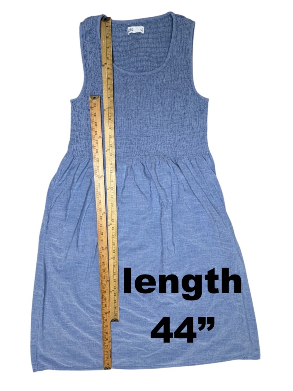 dress CROFT & BARROW blue M cotton/viscose sleeveless scoop neck elastic bodice - Picture 6 of 15